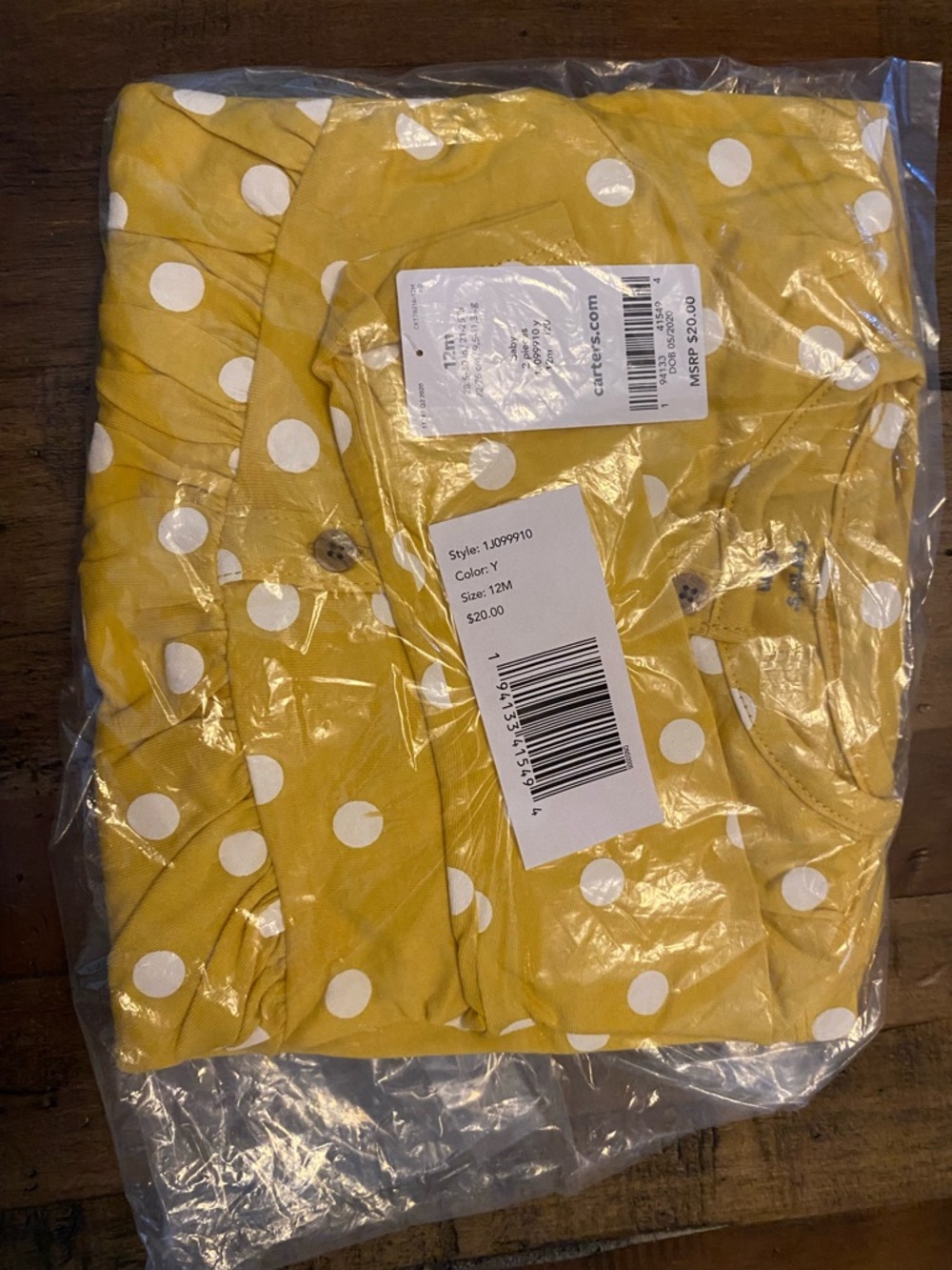 Carter's Yellow Polka Dot Button-Front Top